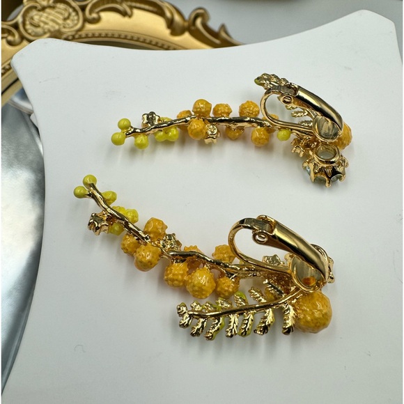 🆕 LES NEREIDES 🧿 NIB Gardens in Provence Long Mimosa Clip on Earrings - Picture 12 of 16